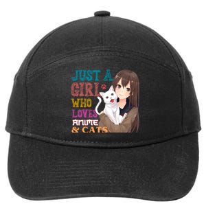 Just A Girl Who Loves Anime And Cats 7-Panel Snapback Hat