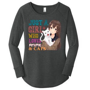 Just A Girl Who Loves Anime And Cats Women's Perfect Tri Tunic Long Sleeve Shirt