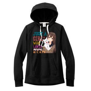 Just A Girl Who Loves Anime And Cats Women's Fleece Hoodie