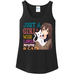 Just A Girl Who Loves Anime And Cats Ladies Essential Tank