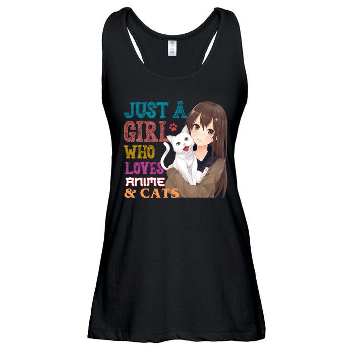 Just A Girl Who Loves Anime And Cats Ladies Essential Flowy Tank