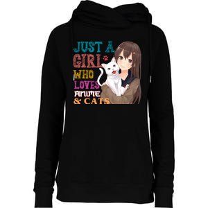 Just A Girl Who Loves Anime And Cats Womens Funnel Neck Pullover Hood