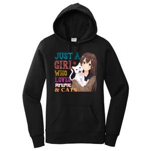 Just A Girl Who Loves Anime And Cats Women's Pullover Hoodie