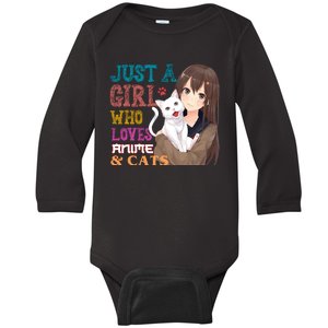 Just A Girl Who Loves Anime And Cats Baby Long Sleeve Bodysuit