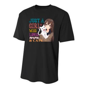 Just A Girl Who Loves Anime And Cats Youth Performance Sprint T-Shirt