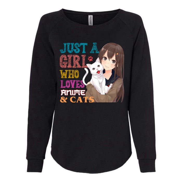 Just A Girl Who Loves Anime And Cats Womens California Wash Sweatshirt