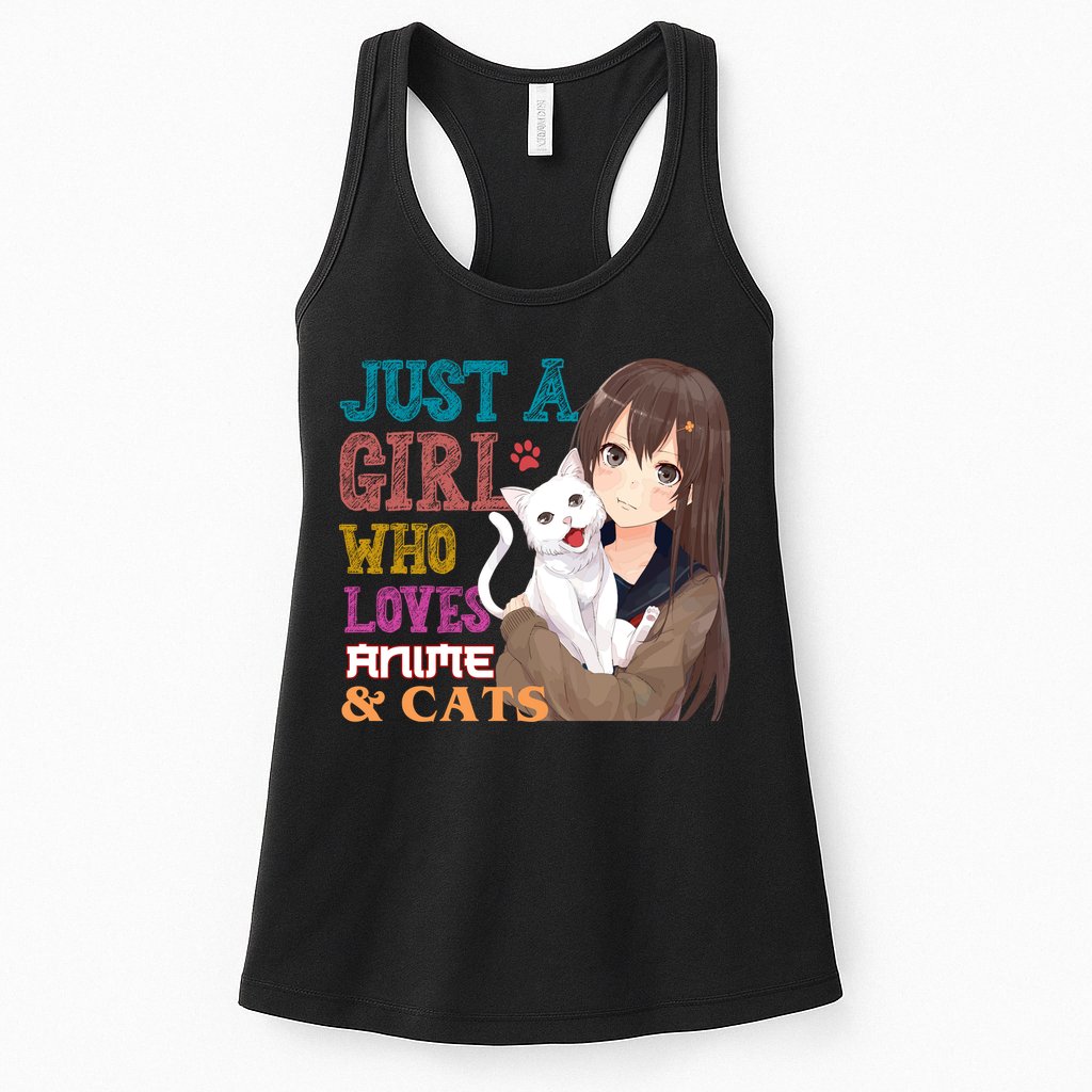 Just A Girl Who Loves Anime And Cats Womens Tank Top