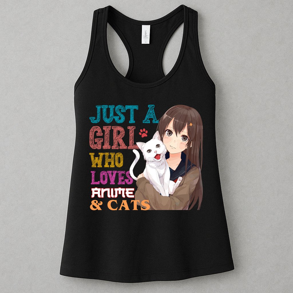 Just A Girl Who Loves Anime And Cats Womens Tank Top