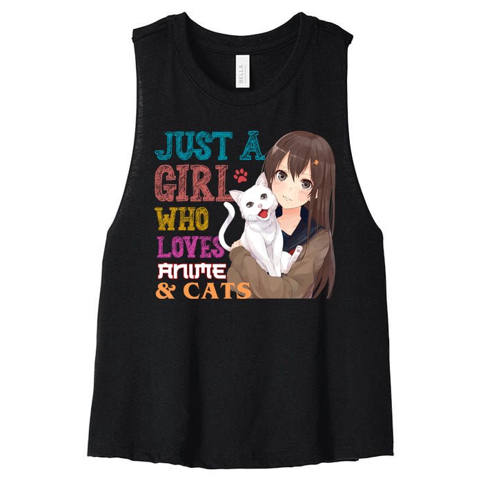 Just A Girl Who Loves Anime And Cats Women's Racerback Cropped Tank