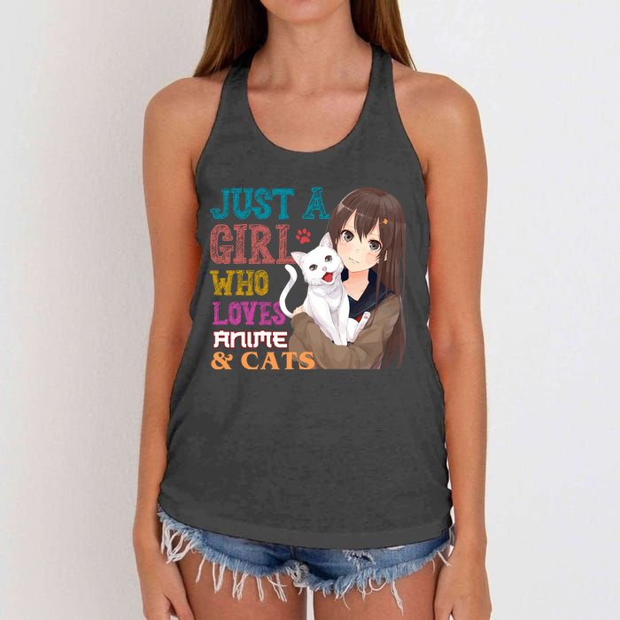 Just A Girl Who Loves Anime And Cats Women's Knotted Racerback Tank