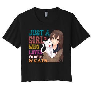 Just A Girl Who Loves Anime And Cats Women's Crop Top Tee