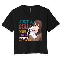 Just A Girl Who Loves Anime And Cats Women's Crop Top Tee