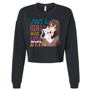 Just A Girl Who Loves Anime And Cats Cropped Pullover Crew