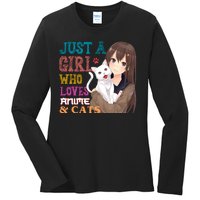 Just A Girl Who Loves Anime And Cats Ladies Long Sleeve Shirt