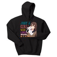 Just A Girl Who Loves Anime And Cats Kids Hoodie