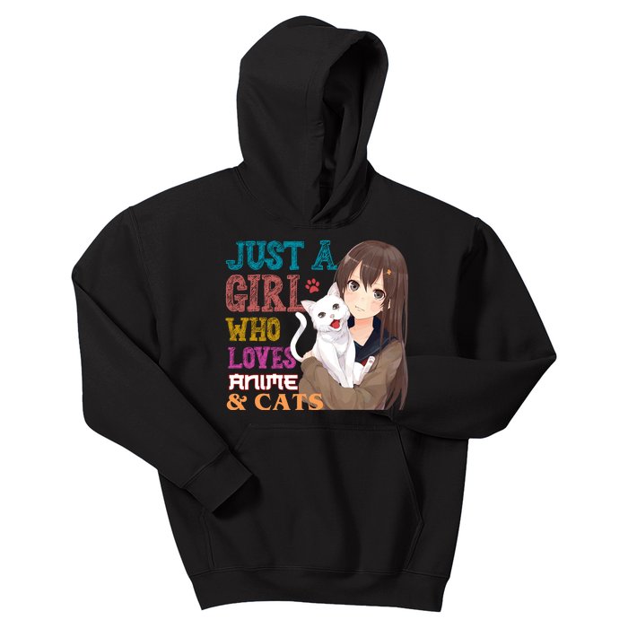 Just A Girl Who Loves Anime And Cats Kids Hoodie