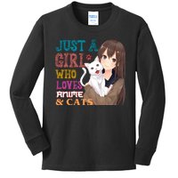 Just A Girl Who Loves Anime And Cats Kids Long Sleeve Shirt