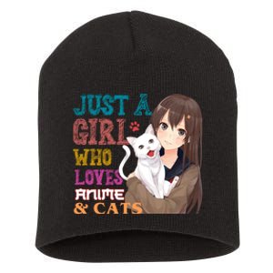 Just A Girl Who Loves Anime And Cats Short Acrylic Beanie