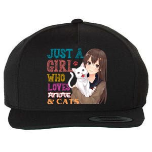 Just A Girl Who Loves Anime And Cats Wool Snapback Cap