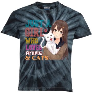 Just A Girl Who Loves Anime And Cats Kids Tie-Dye T-Shirt