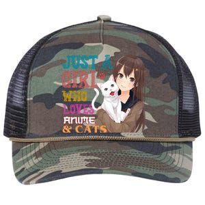 Just A Girl Who Loves Anime And Cats Retro Rope Trucker Hat Cap