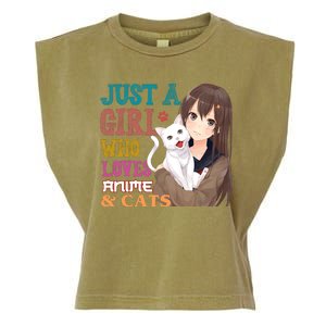 Just A Girl Who Loves Anime And Cats Garment-Dyed Women's Muscle Tee