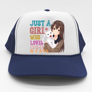 Just A Girl Who Loves Anime And Cats Trucker Hat