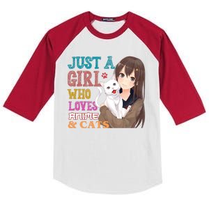 Just A Girl Who Loves Anime And Cats Kids Colorblock Raglan Jersey