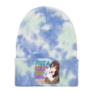 Just A Girl Who Loves Anime And Cats Tie Dye 12in Knit Beanie