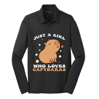 Just A Girl Who Loves Capybaras Silk Touch Performance Long Sleeve Polo