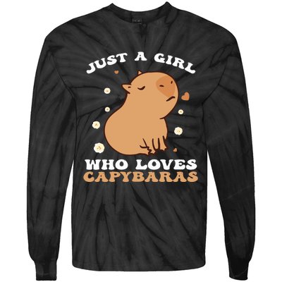 Just A Girl Who Loves Capybaras Tie-Dye Long Sleeve Shirt