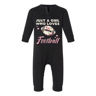 Just A Girl Who Loves American Football Flowers Women Infant Fleece One Piece