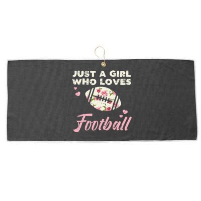 Just A Girl Who Loves American Football Flowers Women Large Microfiber Waffle Golf Towel