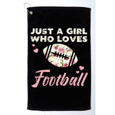 Just A Girl Who Loves American Football Flowers Women Platinum Collection Golf Towel