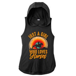 Just A Girl Who Loves Horses Ladies PosiCharge Tri-Blend Wicking Draft Hoodie Tank