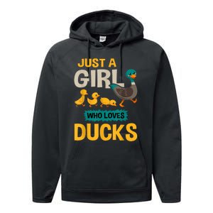 Just A Girl Who Loves Ducks Funny Duck Lover Performance Fleece Hoodie