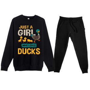 Just A Girl Who Loves Ducks Funny Duck Lover Premium Crewneck Sweatsuit Set