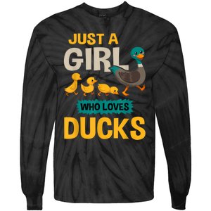 Just A Girl Who Loves Ducks Funny Duck Lover Tie-Dye Long Sleeve Shirt