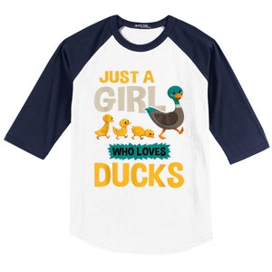 Just A Girl Who Loves Ducks Funny Duck Lover Baseball Sleeve Shirt