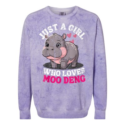 Just A Girl Who Loves Moo Deng Colorblast Crewneck Sweatshirt