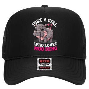 Just A Girl Who Loves Moo Deng High Crown Mesh Back Trucker Hat