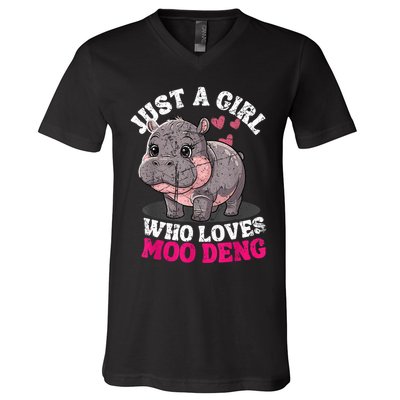 Just A Girl Who Loves Moo Deng V-Neck T-Shirt
