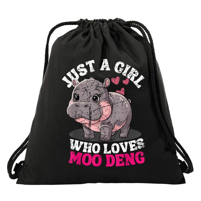 Just A Girl Who Loves Moo Deng Drawstring Bag