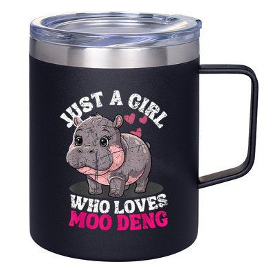 Just A Girl Who Loves Moo Deng 12oz Stainless Steel Coffee Mug