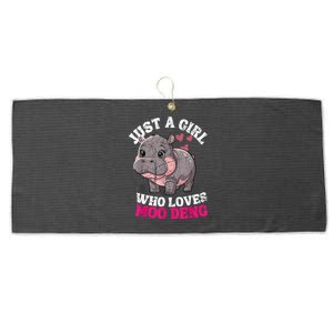 Just A Girl Who Loves Moo Deng Large Microfiber Waffle Golf Towel