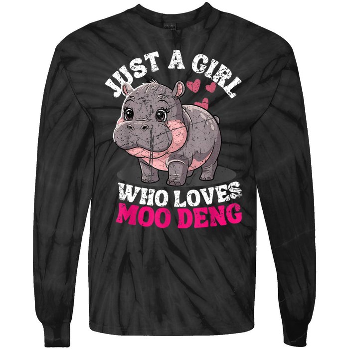 Just A Girl Who Loves Moo Deng Tie-Dye Long Sleeve Shirt