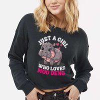 Just A Girl Who Loves Moo Deng Cropped Pullover Crew