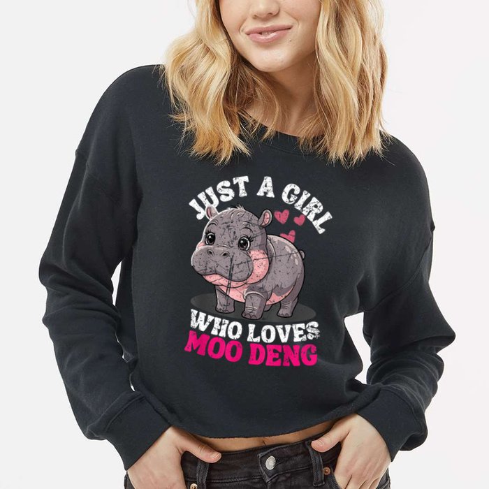 Just A Girl Who Loves Moo Deng Cropped Pullover Crew