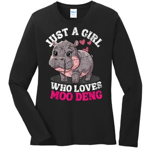 Just A Girl Who Loves Moo Deng Ladies Long Sleeve Shirt