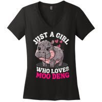 Just A Girl Who Loves Moo Deng Women's V-Neck T-Shirt